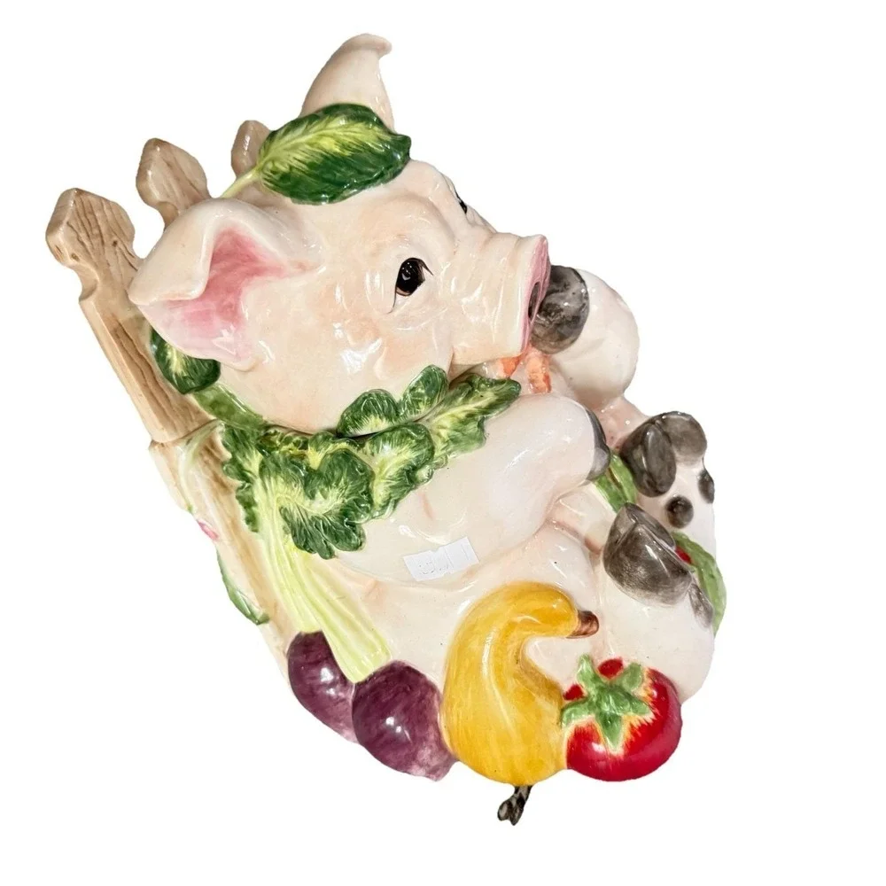Vintage Fitz and Floyd‎ Essentials Handcrafted Percy the Pig Cookie Jar 9.75